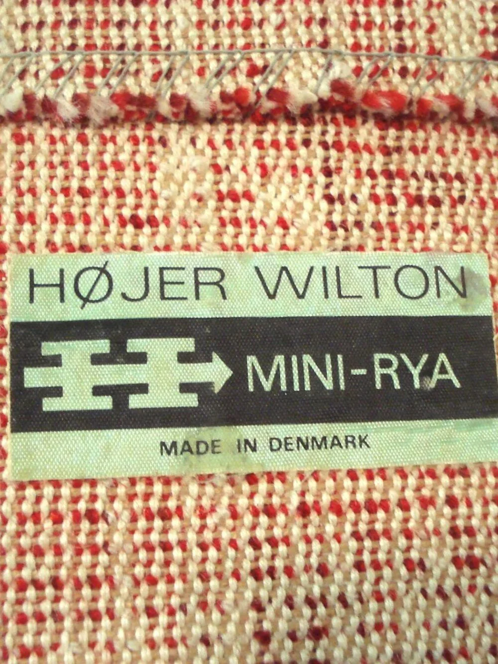 1960's HOJER EKSPORT WILTON Danish Wool Mini Rya Rug Mid Century, Original Label